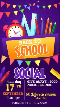 BACK TO SCHOOL SOCIAL SEPTEMBER 17 FROM 11AM-1PM